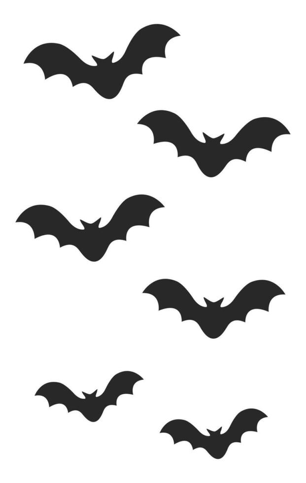 Halloween black bat vector icon set.