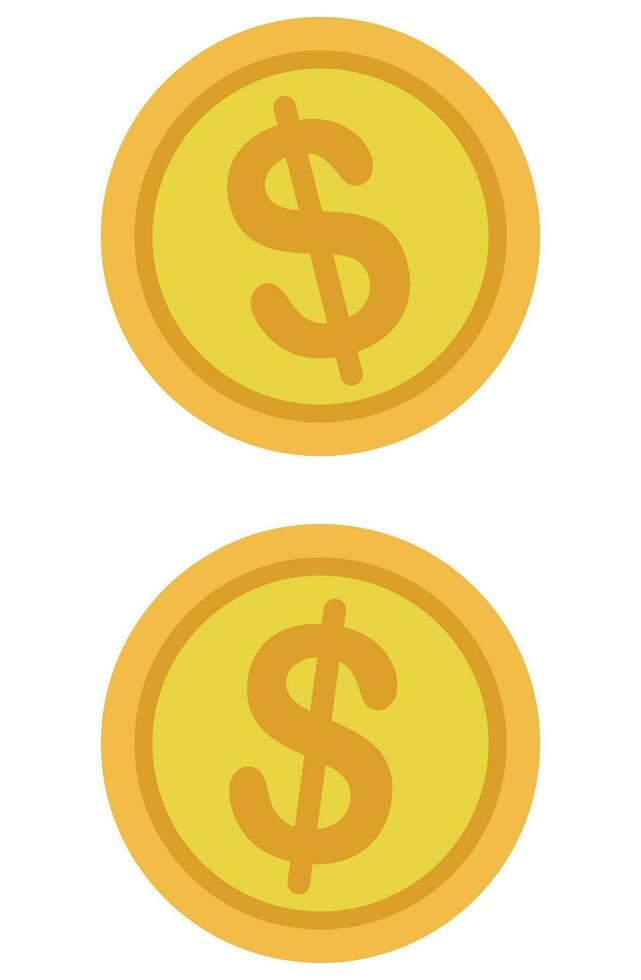 Gold coin flat icon. vector