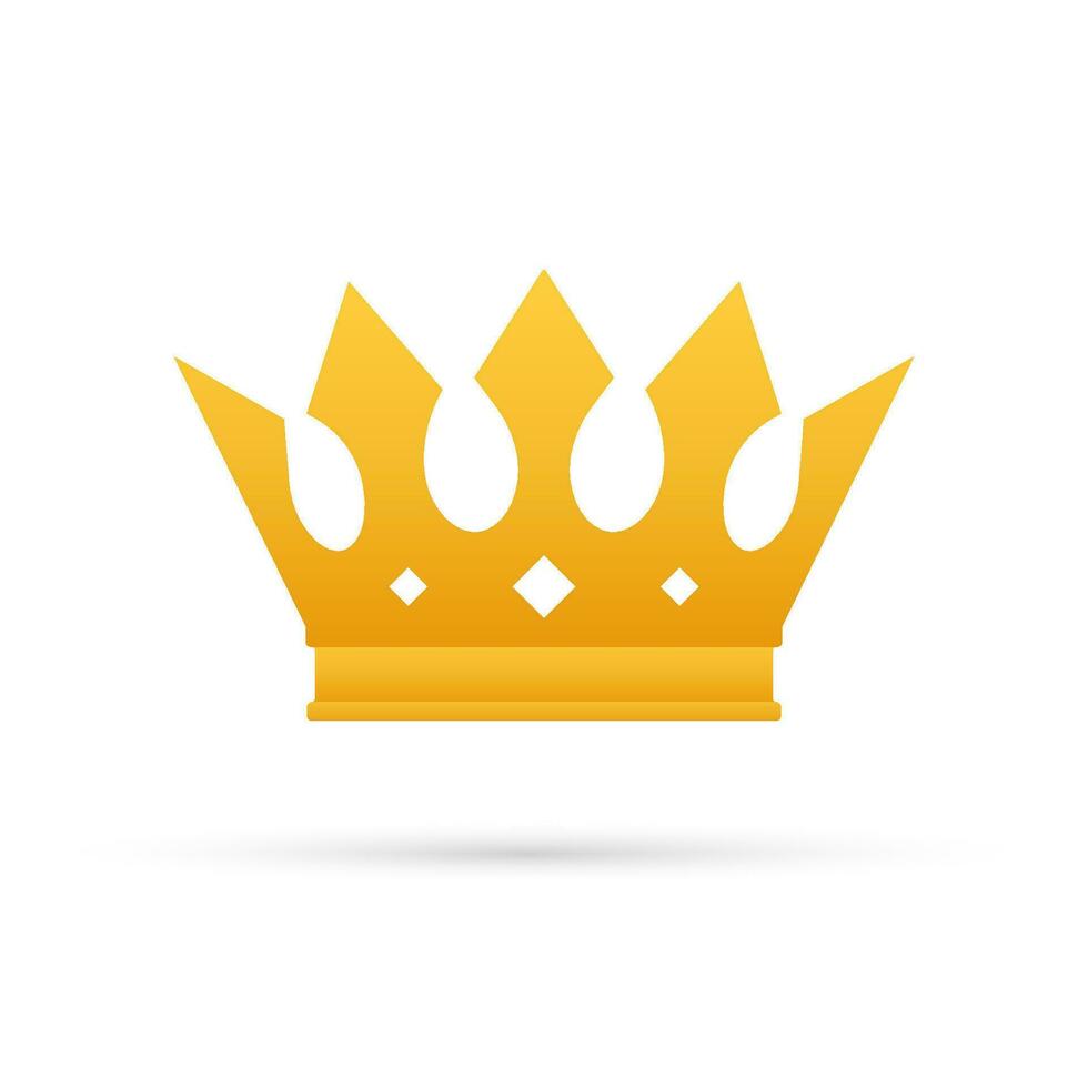 Crown of king isolated on white background. Gold royal icon. Vector illustration.