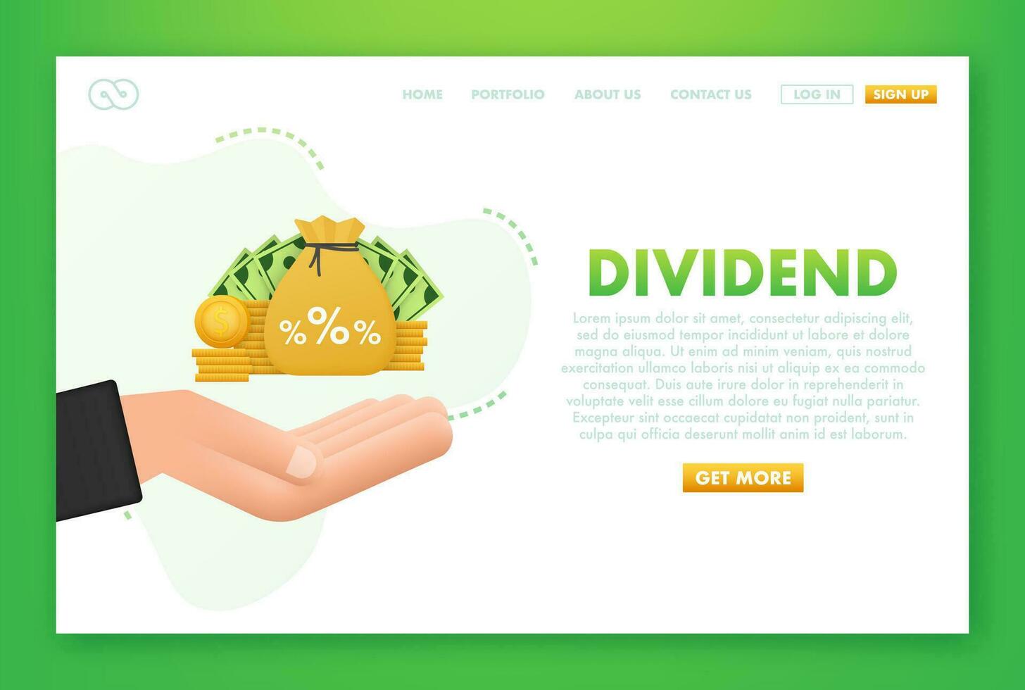 Dividend stocks. Business financial investment. Public company payback profit. Vector stock illustration