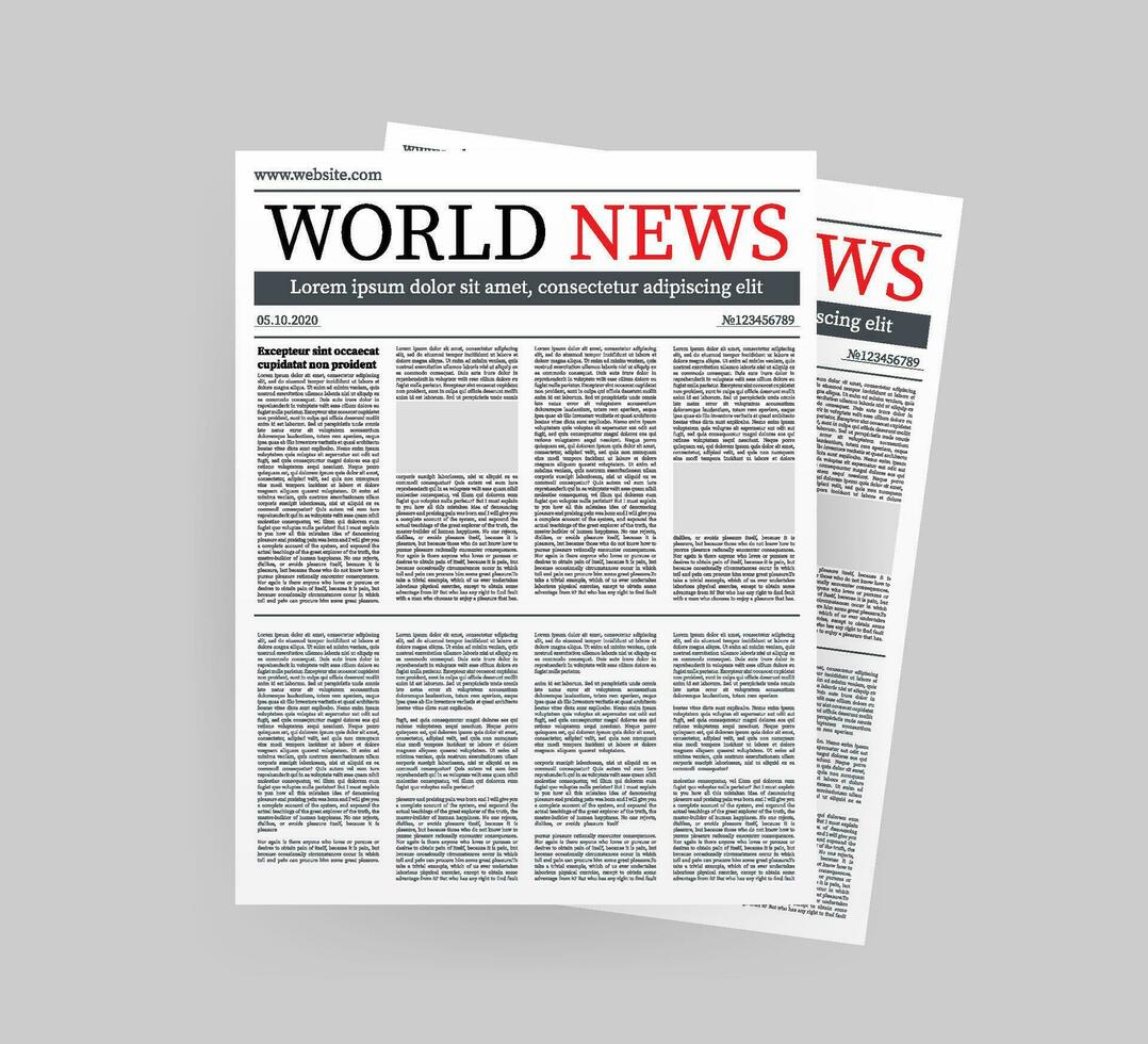 Vector mock up of a blank daily newspaper. Fully editable whole newspaper in clipping mask. Vector stock illustration,