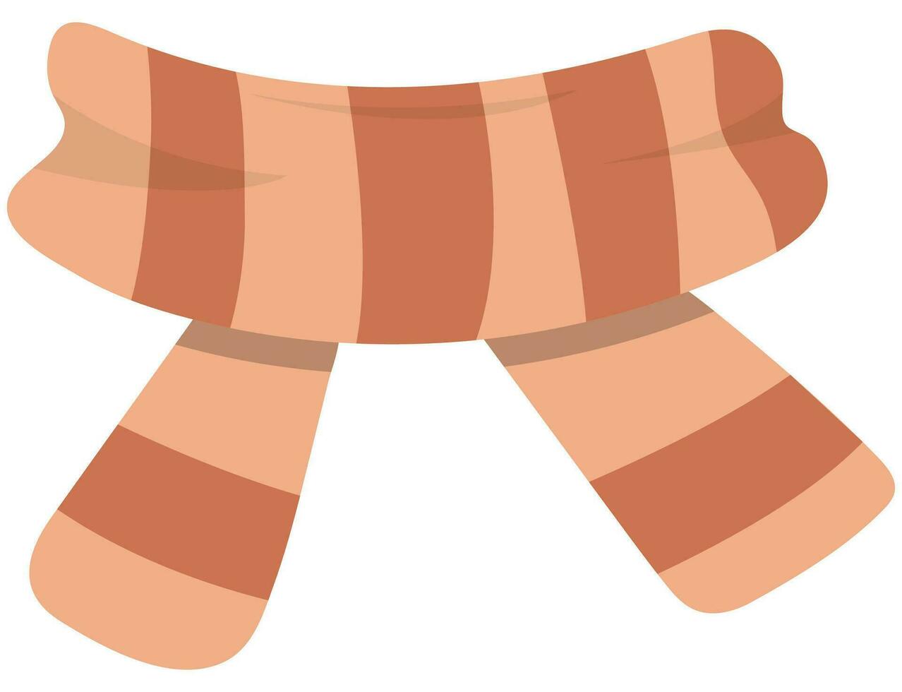 Brown knitted scarf on a white background. Winter scarf. Scarf icon in flat style isolated on white background. vector