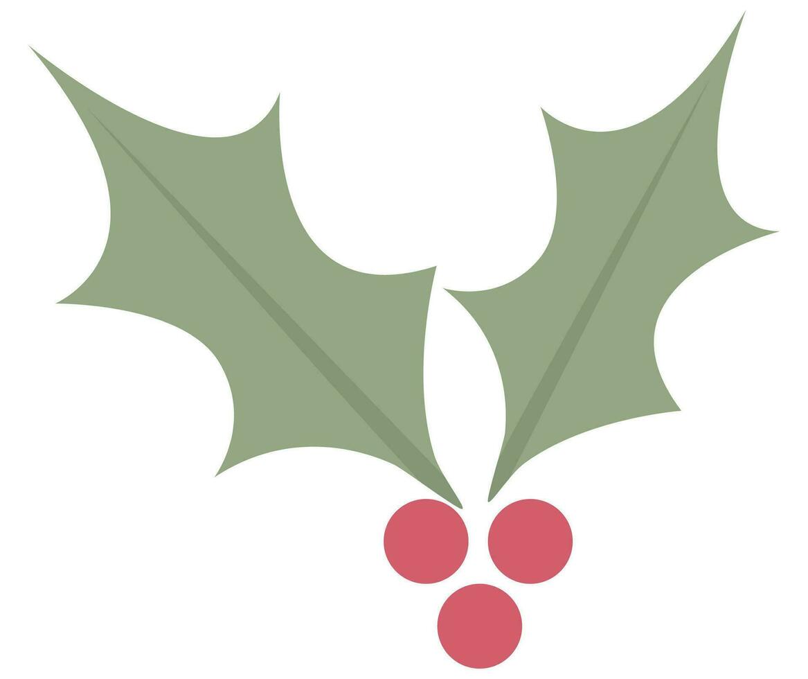 Holly berry Christmas icon. vector