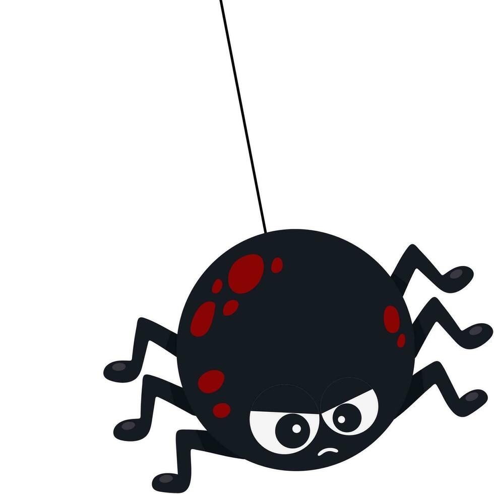 Cute Spider hanging on cobweb. vector