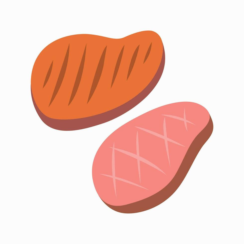 conjunto de carne colección con moderno plano color. vector