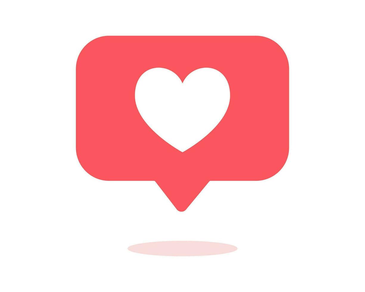 Heart shape social media notification icon in speech vector illustration.