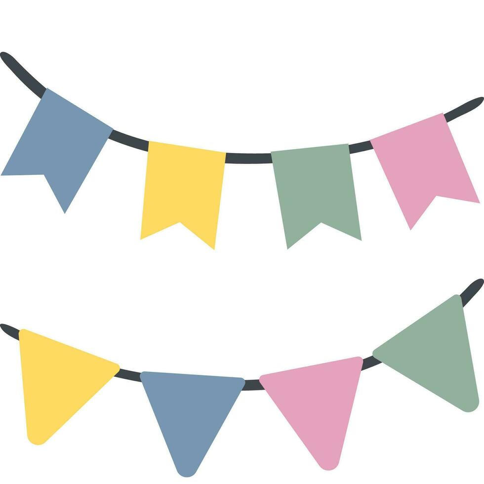 Decorative colorful party pennants for birthday celebration. vector