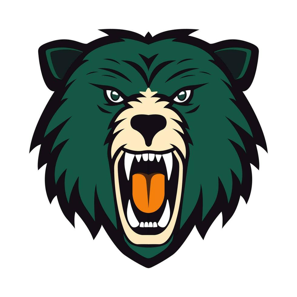 A grizzly bear with an open mouth, mascot team logo. vector