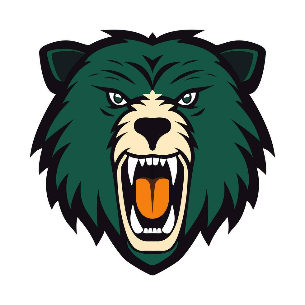 un oso pardo oso con un abierto boca, mascota equipo logo. vector