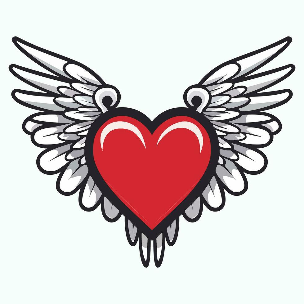 Heart with wings logo vector isolated on white background