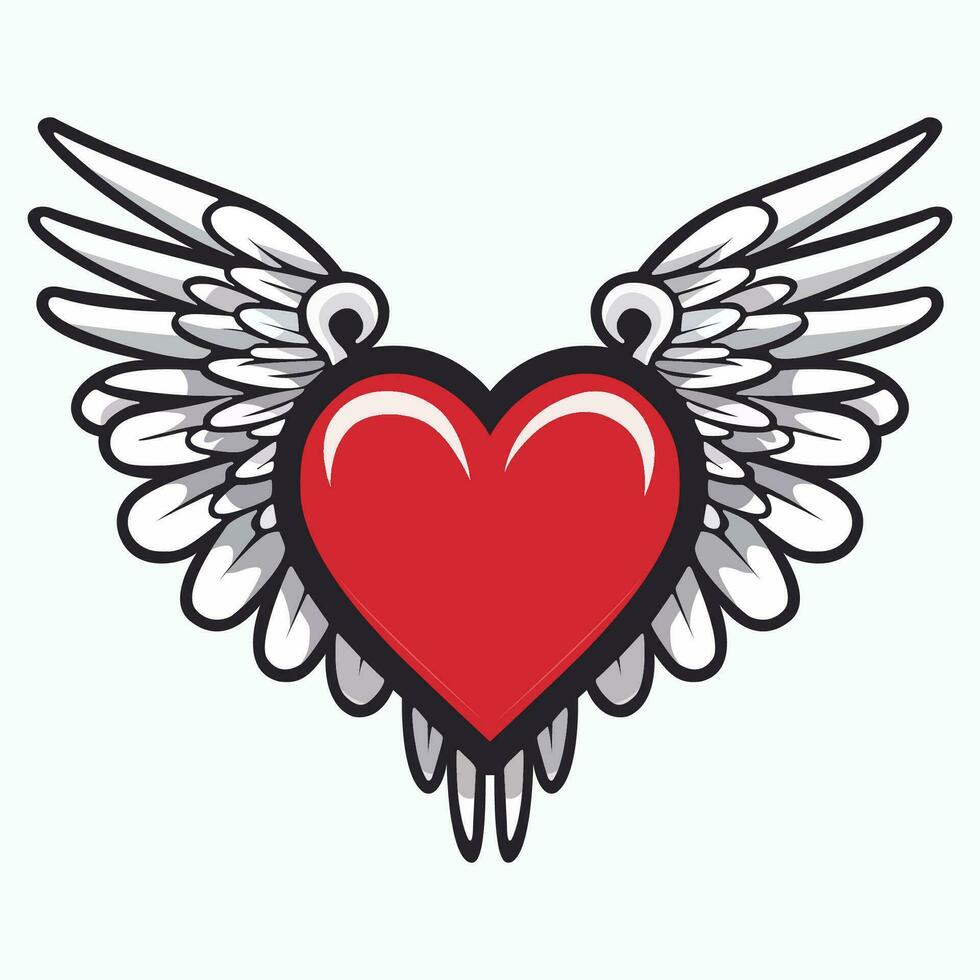 corazón con alas logo vector aislado en blanco antecedentes