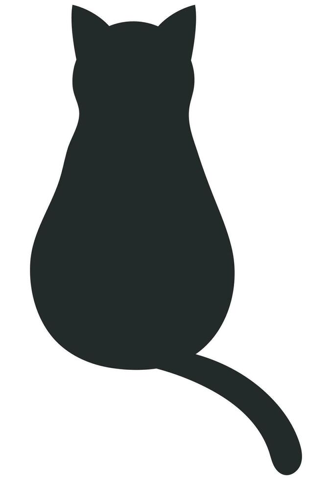 Silhouette of a cat on a white background. Illustration of a silhouette of a black cat with shadow on a white background. vector