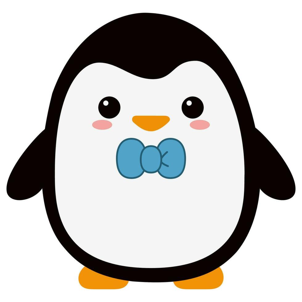 Cute cartoon male penguin on a white background. vector