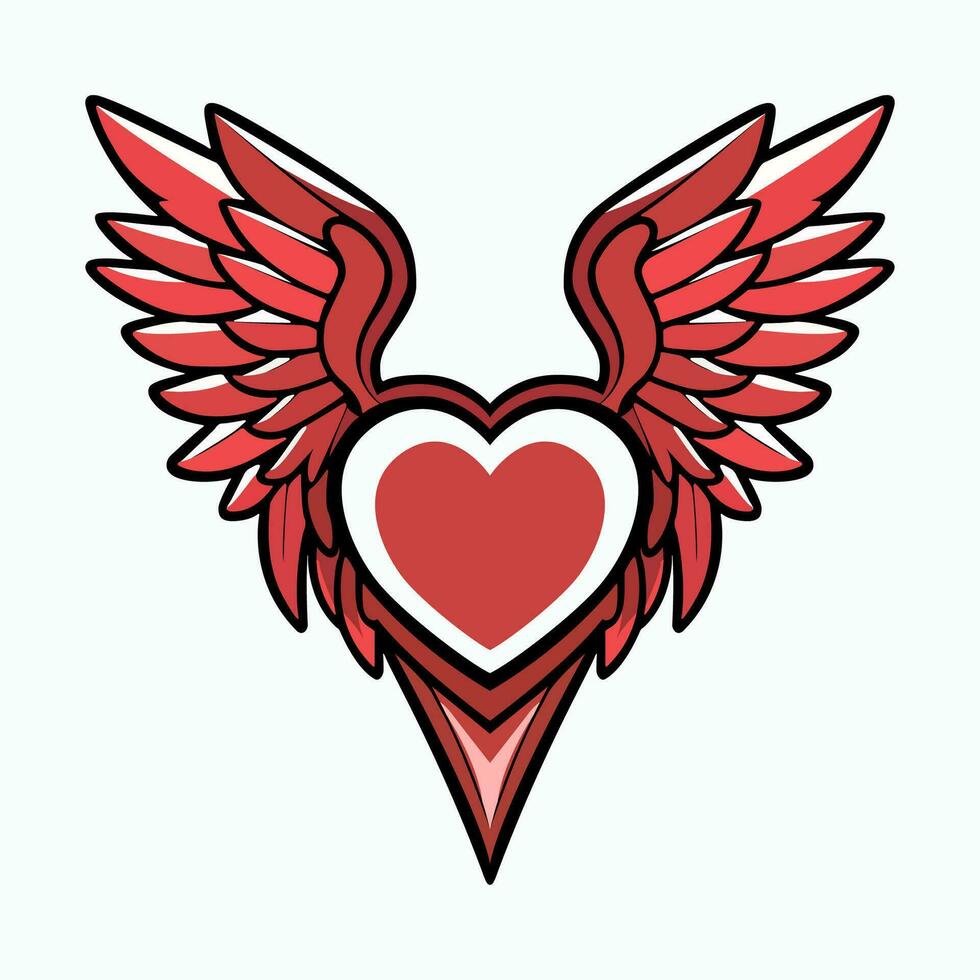 Heart with wings basic logo vector isolated on white background.