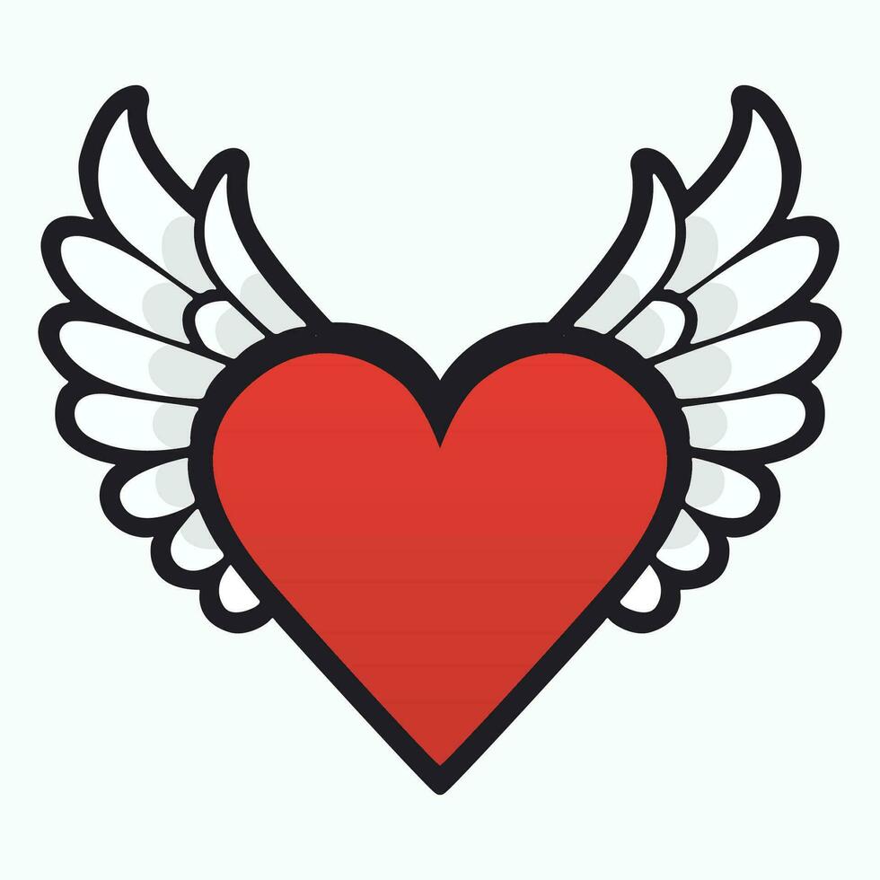 Heart with wings logo vector isolated on white background.
