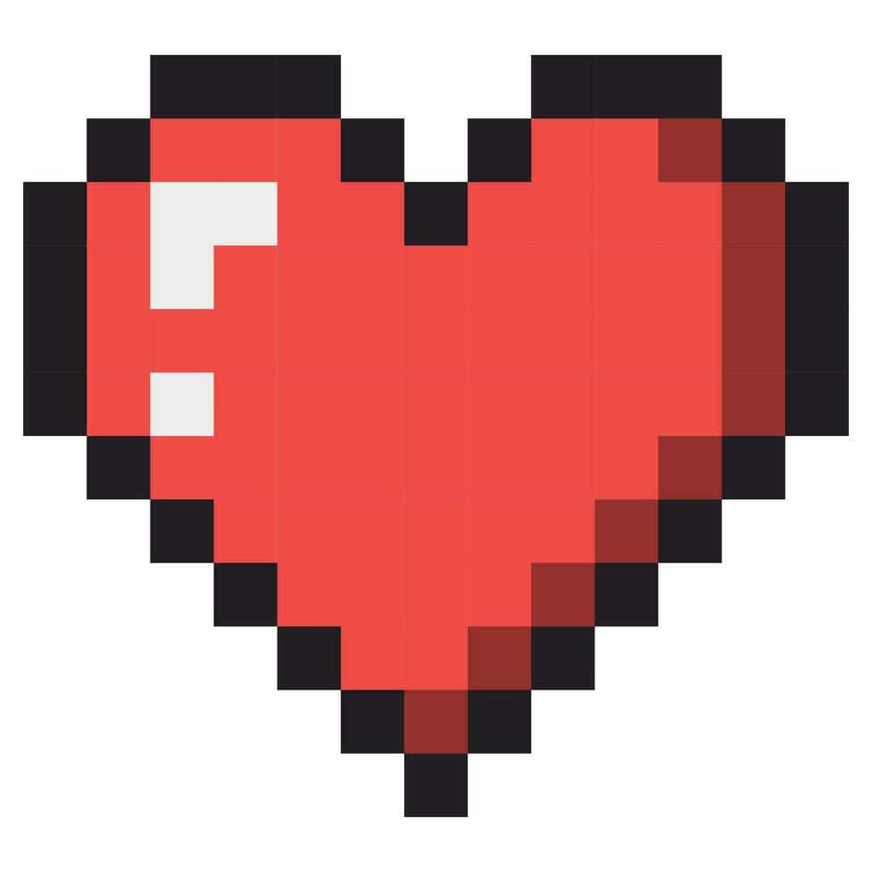 Pixel art heart love color icon valentine. Heart pixel icon. Red pixelated heart. Vector illustration.