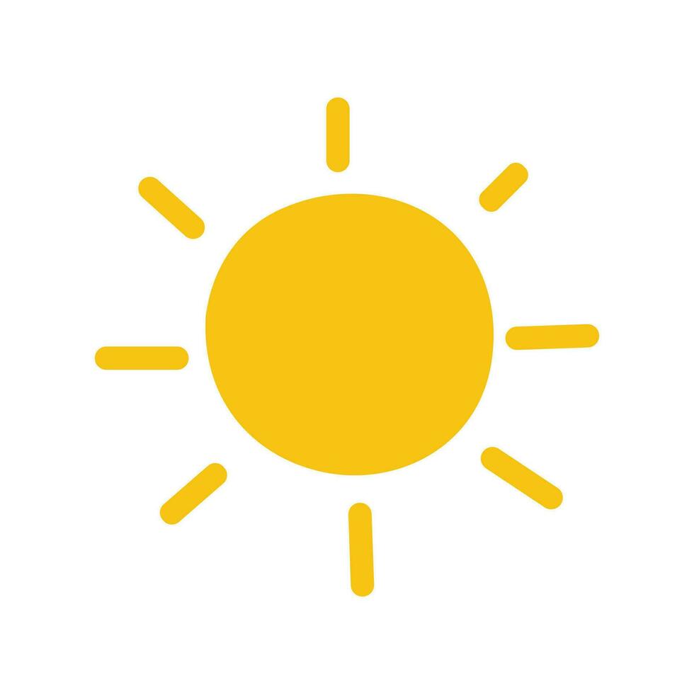 Vector yellow sun icon summer heat hot weather.