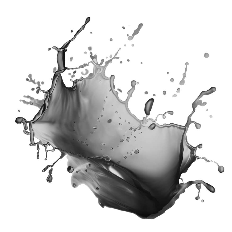 Black water color splash on transparent. AI Generated png