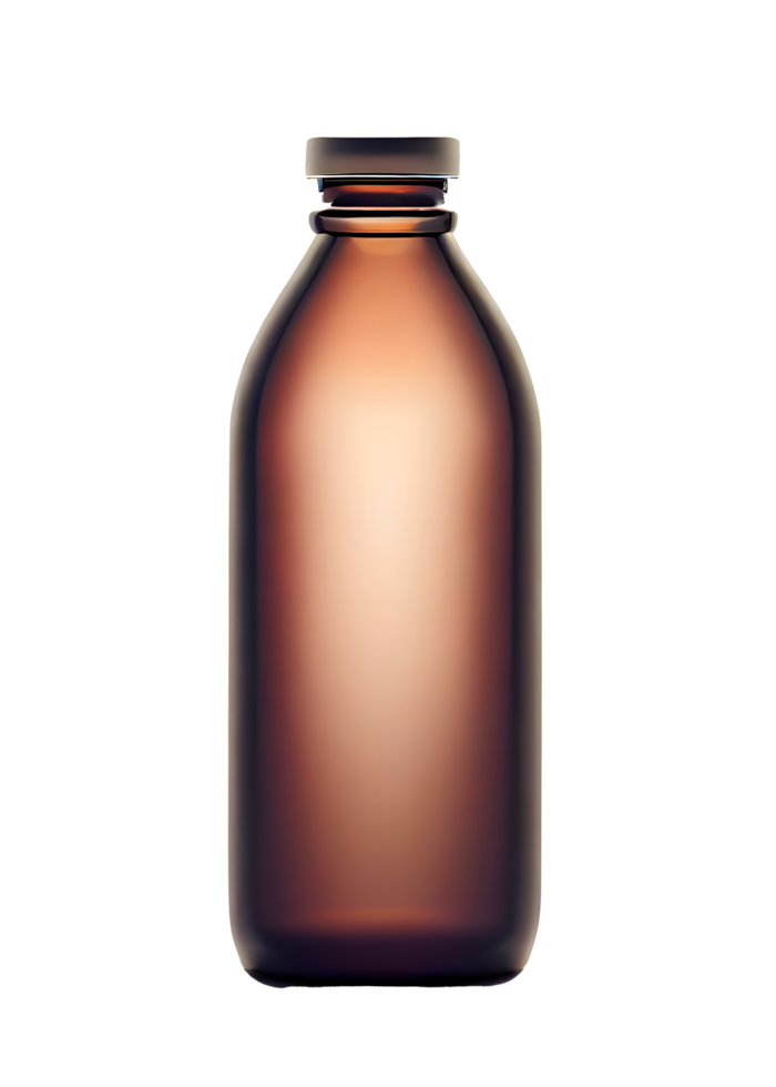 Clear brown glass bottle on transparent on transparent. AI Generated png