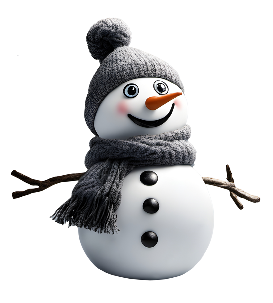 Snowman with hat and scarf on Christmas holiday. AI Generated png
