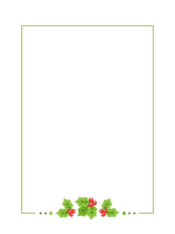 Vertical Rectangle Mistletoe Frame, Christmas and New Year Card Template, Winter Holiday Season Geometric Border. Vector Illustration for greetings, invitation, social media post.