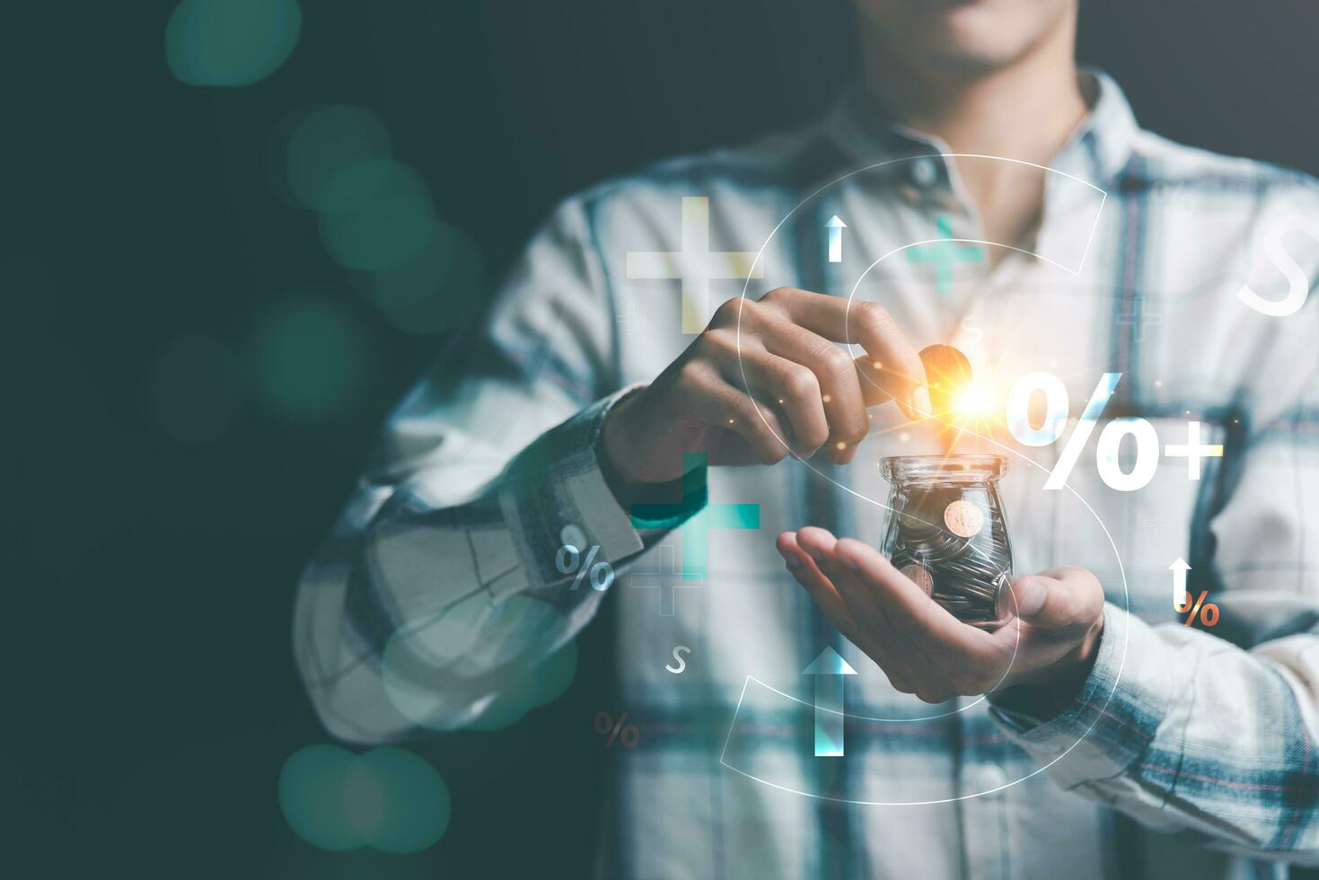 concept interest rates and dividends ,investment growth percentage and interest on deposits ,increase in interest rates ,Retirement returns ,increase of business profits,finance and investment photo