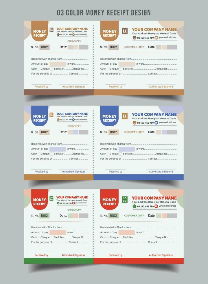 Money Receipt Template, professional and modern minimal business invoice template, bill, voucher, receipt, quotation, list, price list, money slip, deposit and withdrawal slip design template vector