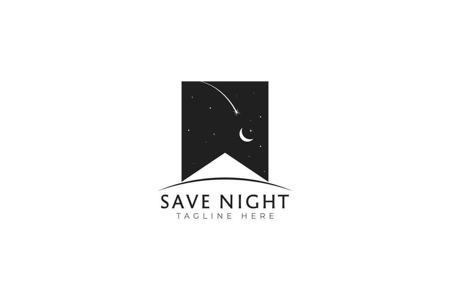 Save and Night Abstract Illustration Icon of Social Media App Business Content Creator Concept Logo vector