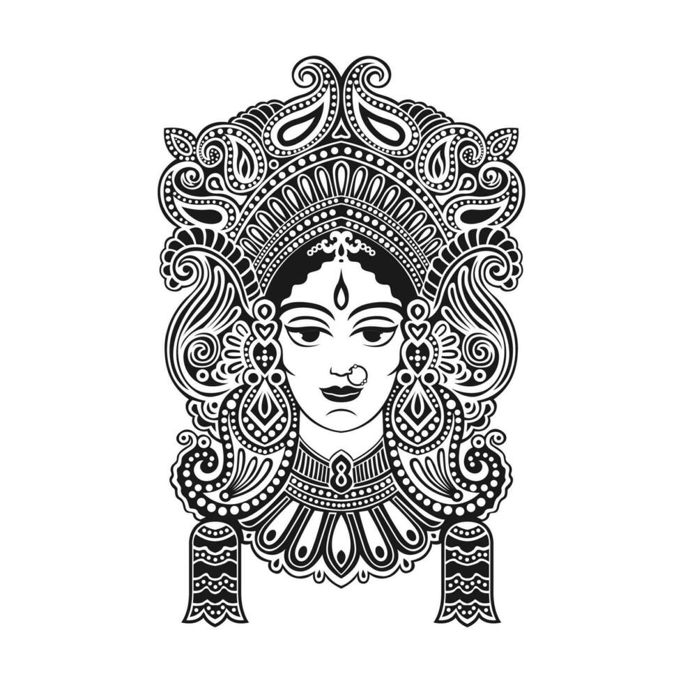 Indian Batik woman head icon vector image illustration