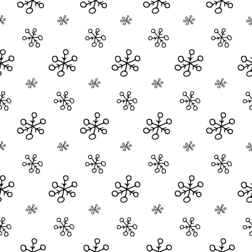 Seamless pattern with hand drawn snowflakes. Christmas and New Year wrapping paper. Backdrop for card vector