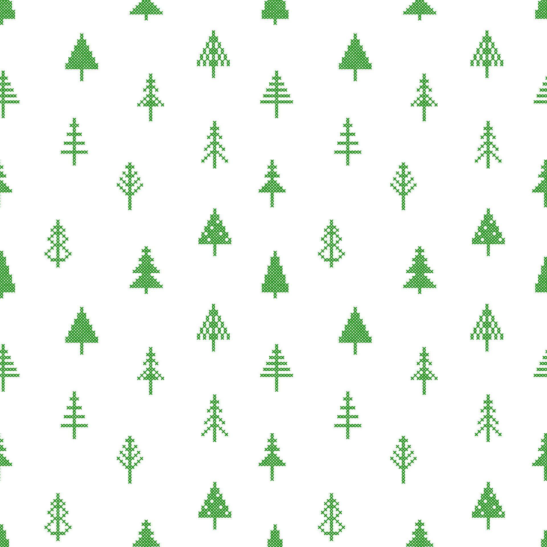Seamless Pattern with Christmas tree in peasant folk rustic motif