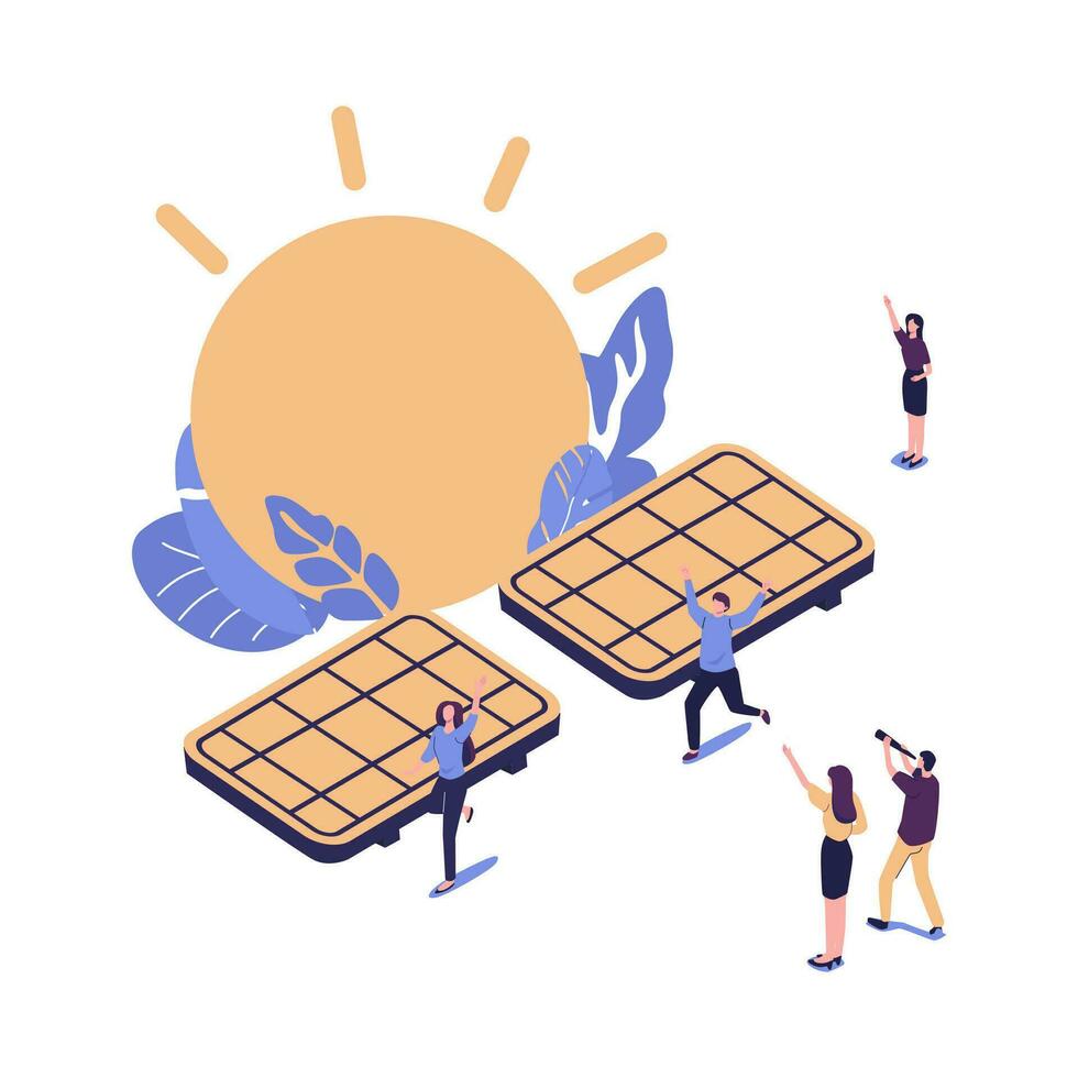 alternative renewable energy. solar energy, technological solar panels. schedule design environmental resource extraction vector