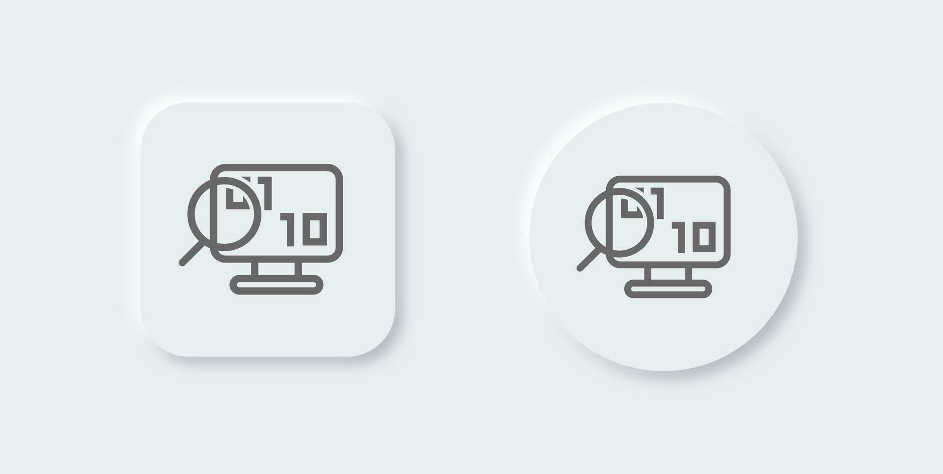 Binary line icon in neomorphic design style. Programming signs vector illustration.
