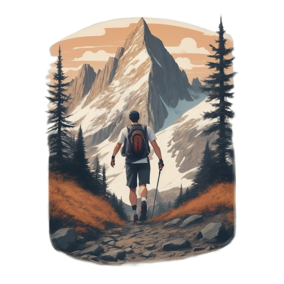 Hiking Sticker Png Transparent Background Ai Generative