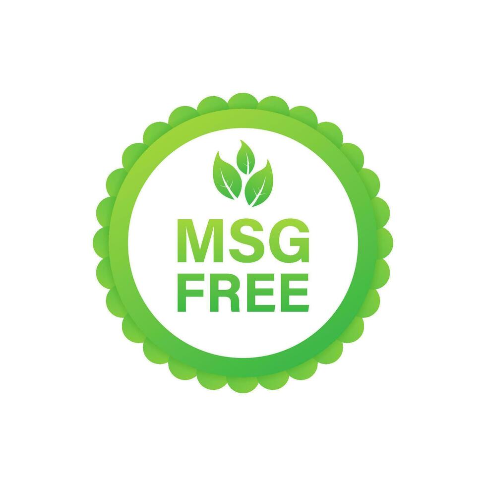 Msg free. Glutamate no added food package icon. Monosodium glutamate. Vector illustration