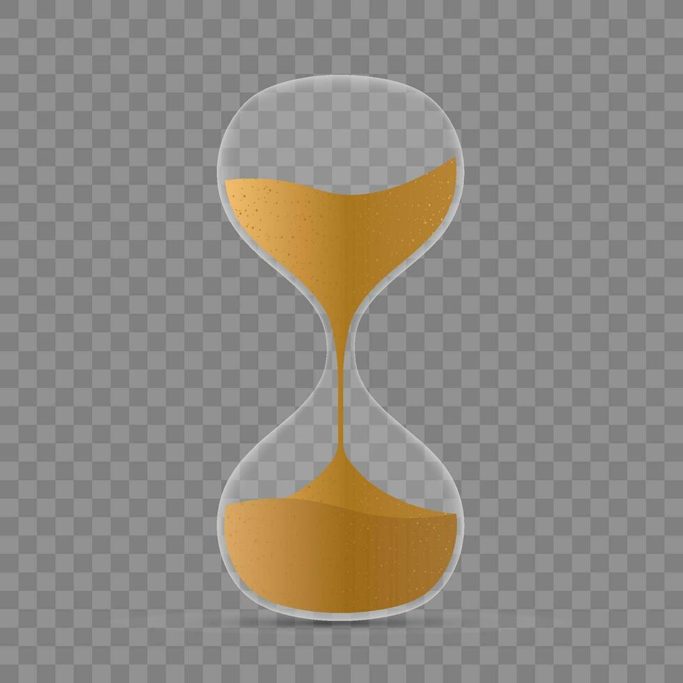 hourglass. Highly detailed. Antique clock with sand inside. Vector illustration.