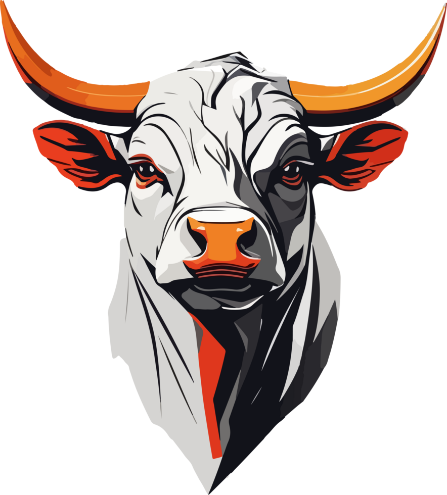 Bull Head Minimal Logo Mascot Clipart AI Generative png