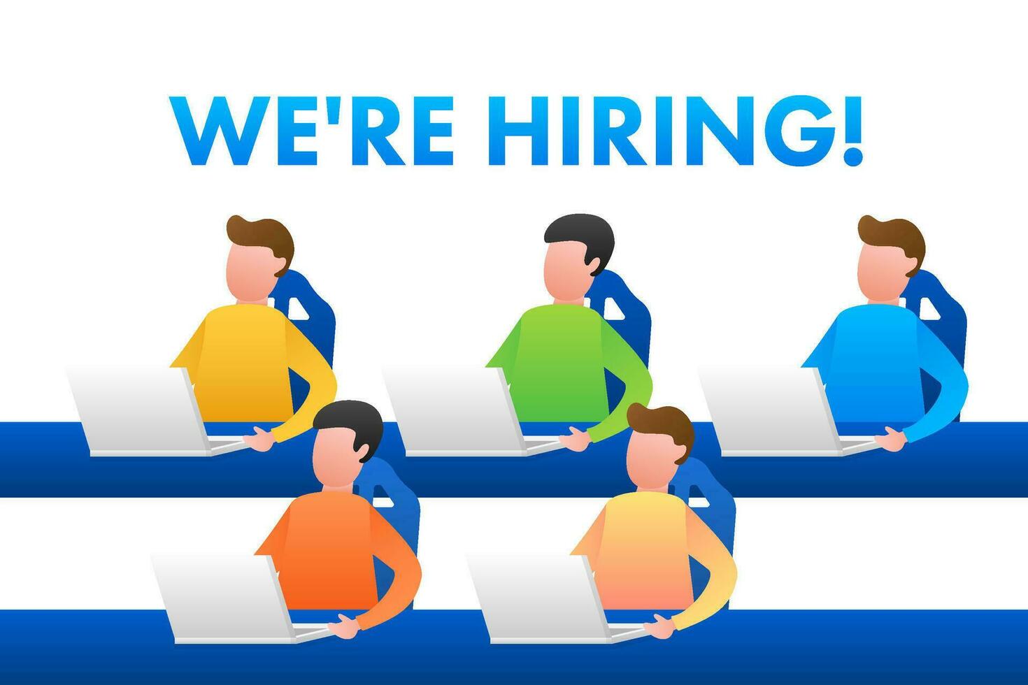We are hiring flat cartoon illustration. Recruitment concept. Hire workers, choice employers search team for job. Resume icon. Vector illustration