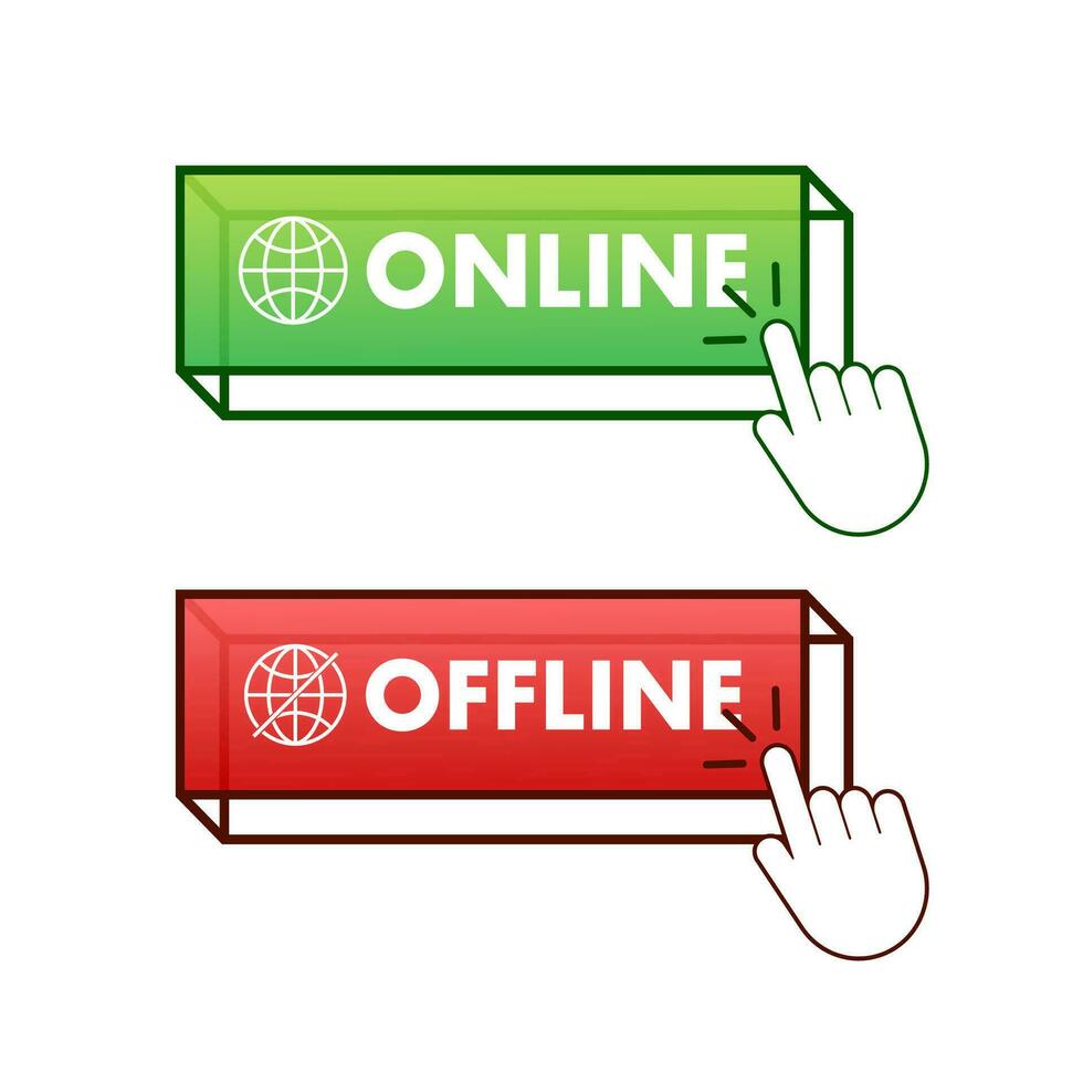 Online and offline switch, button. Live chat support. Vector stock illustration
