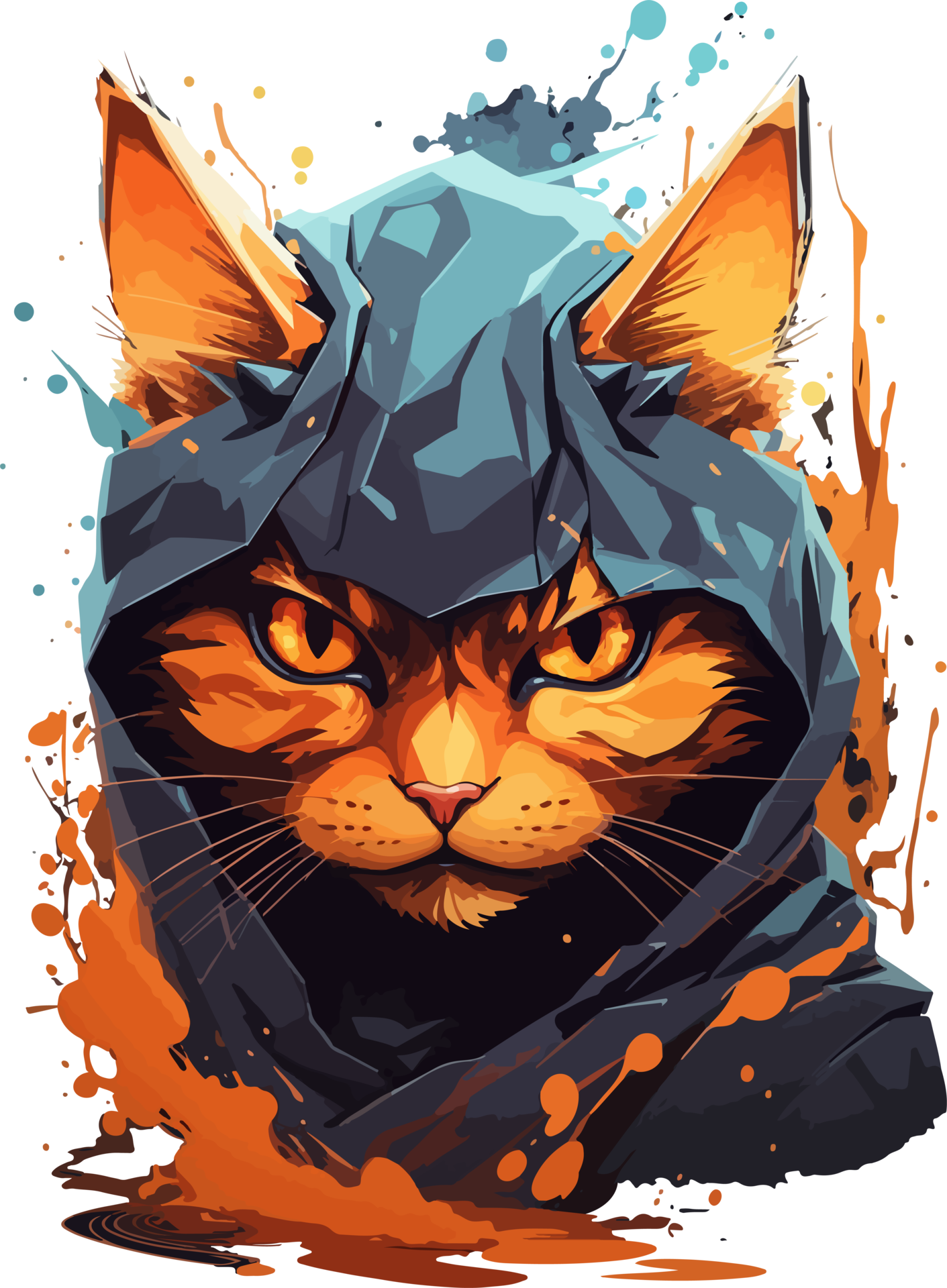 Cat Ninja T Shirt Design with AI Generative 29890675 PNG