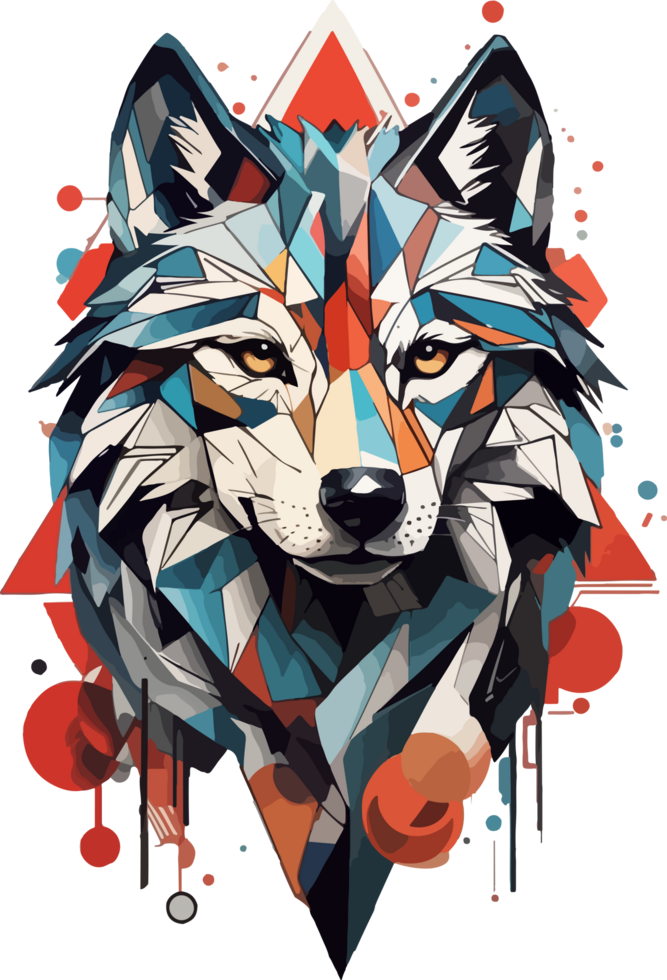 Wolf Low Poly Logo Clip Art with AI Generative png