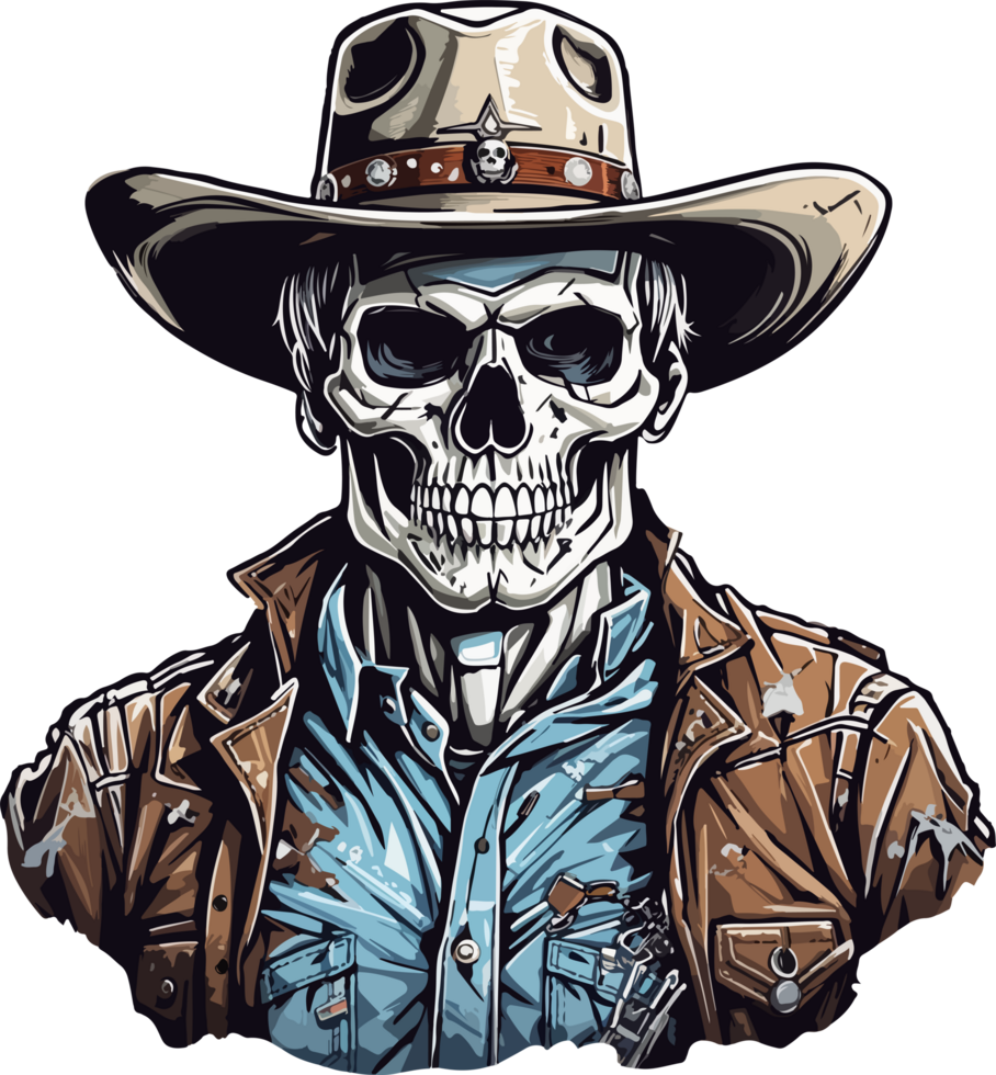 Cowboy Skeleton Mascot Logo Illustration with AI Generative png