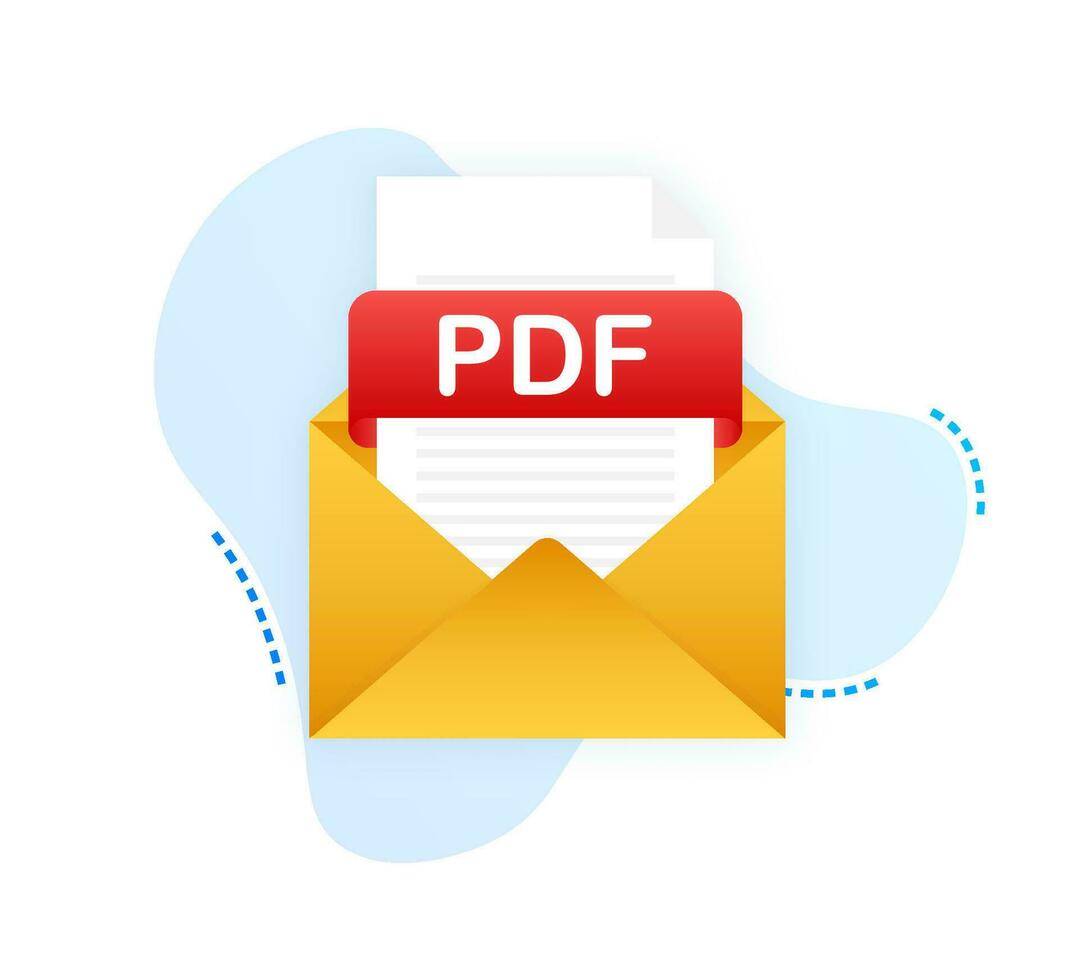 Download PDF button on laptop screen. Downloading document concept. File with PDF label and down arrow sign. Vector illustration.
