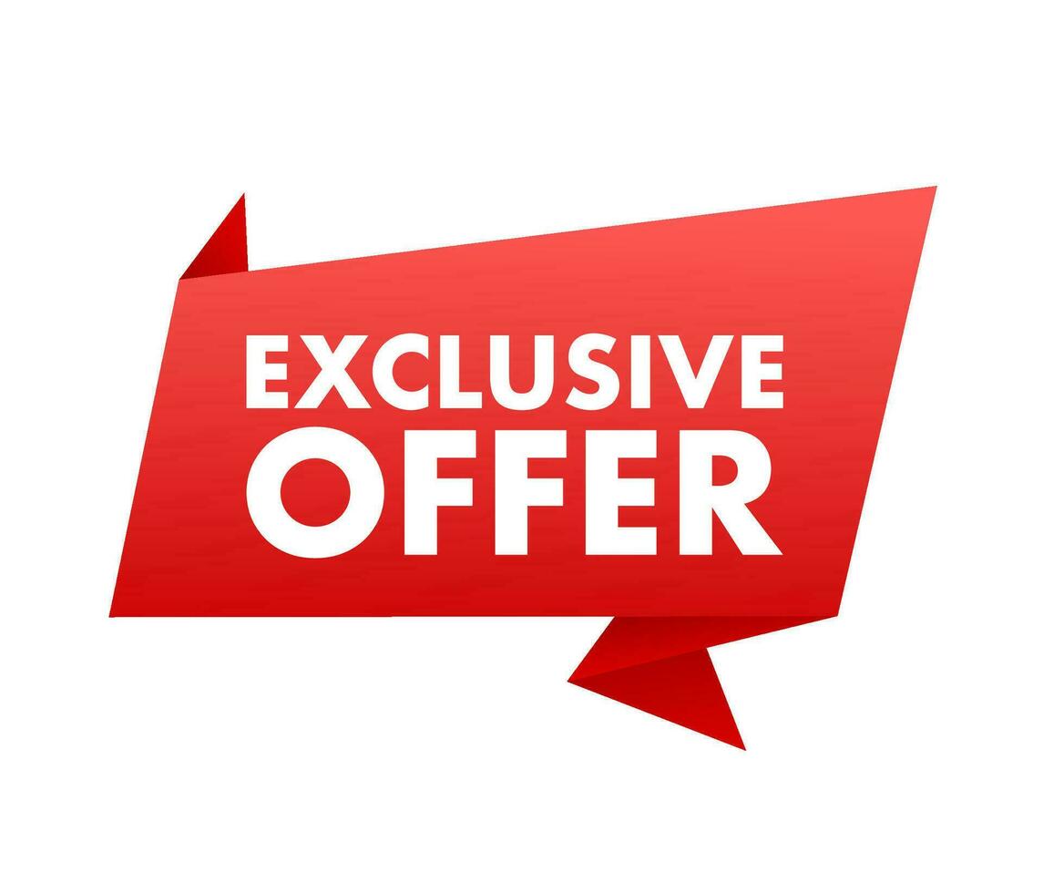 Exclusive offer label, badge. Shop now. Vector stock illustration