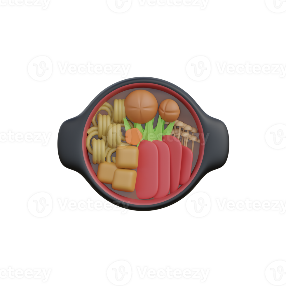 3d Japanese food sukiyaki icon png