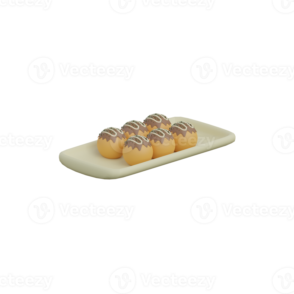 Takoyaki 3d japanese food icon png