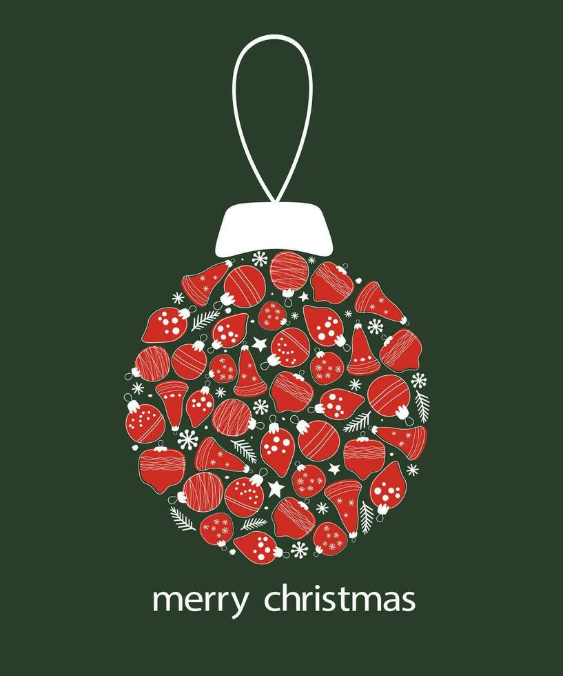 Decorative abstract Christmas ball for the holiday. New Year card, flyer. Vector graphics.