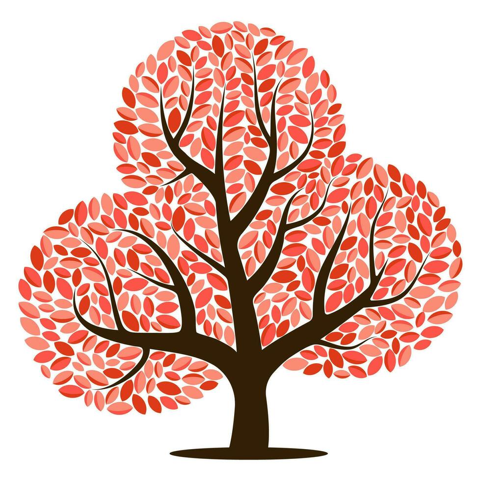 vector árbol con rojo hojas aislado en un blanco antecedentes