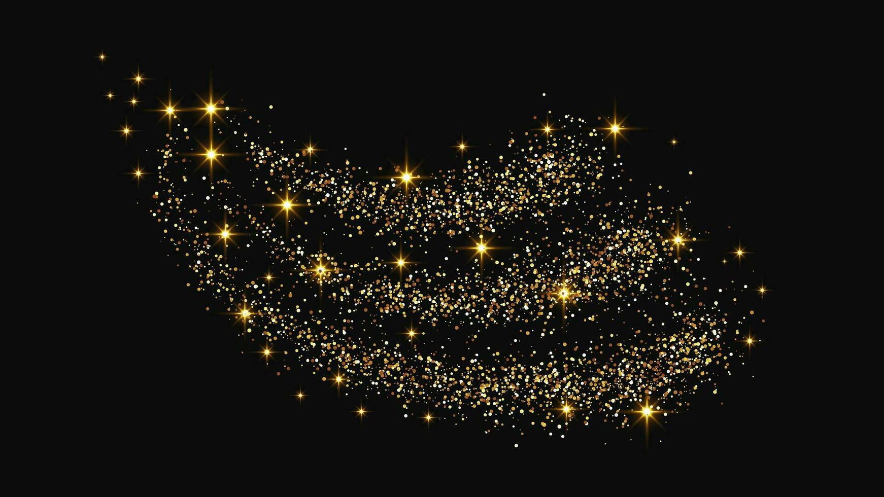 Gold glittering confetti wave and stardust vector