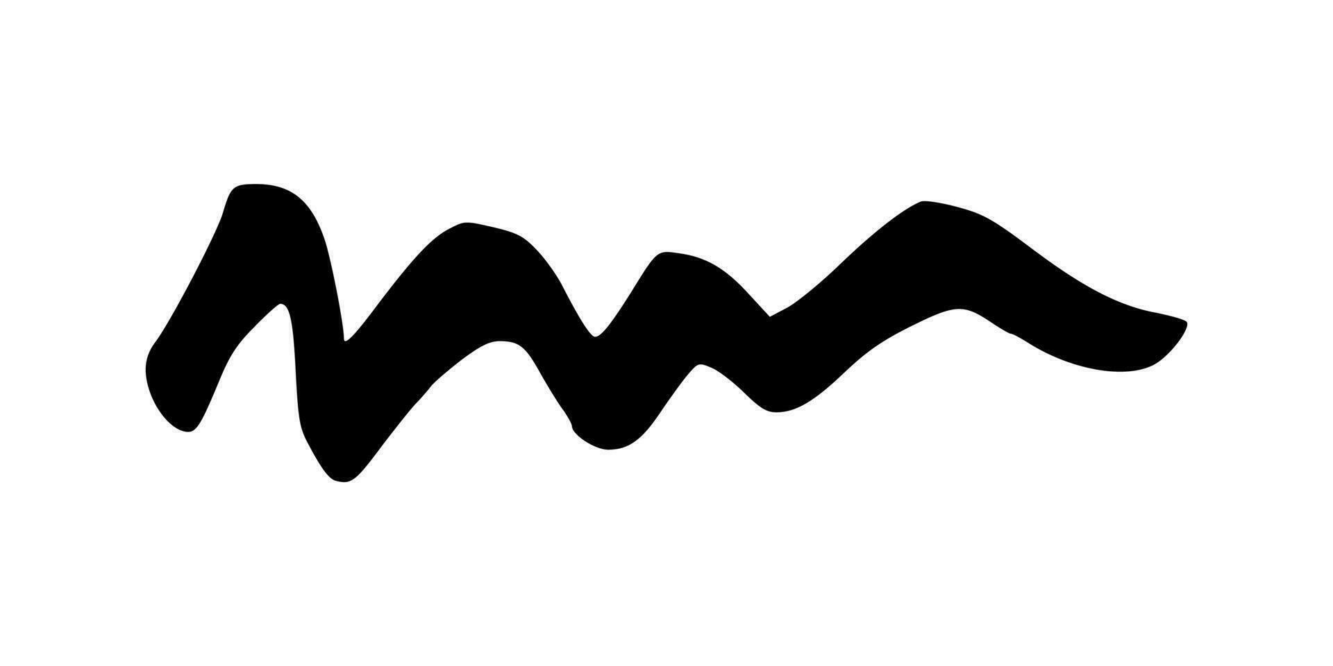 Black wavy grunge brush strokes vector